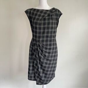 WORTH Black Plaid Sheath Wool Blend Sleeveless Dress Women’s Size 6